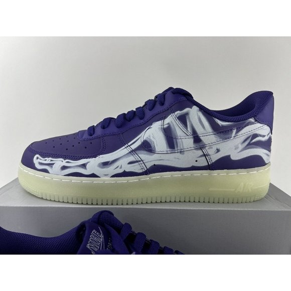 Nike Air Force 1 Purple Skeleton Mens Size 11 Sneakers Halloween 2022 CU8067-500 - Picture 11 of 11